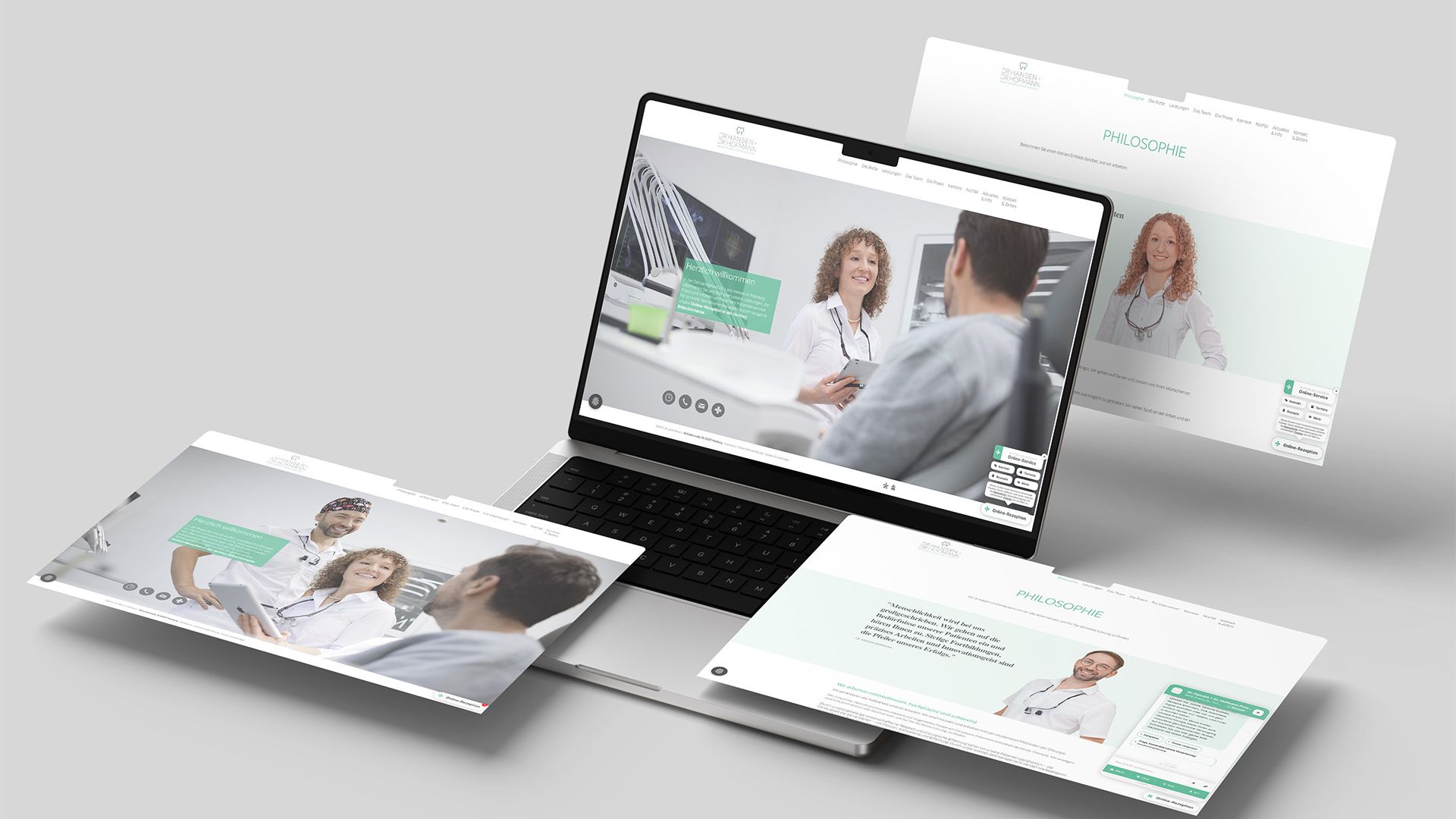 Mockup verschiedener Ansichten der Website